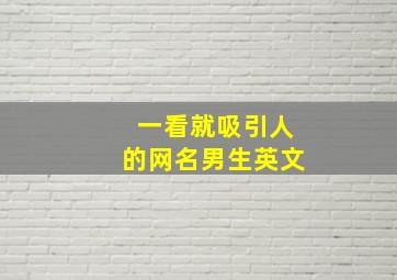 一看就吸引人的网名男生英文