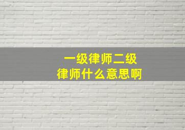 一级律师二级律师什么意思啊