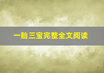 一胎三宝完整全文阅读