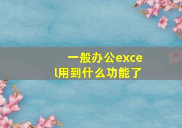 一般办公excel用到什么功能了