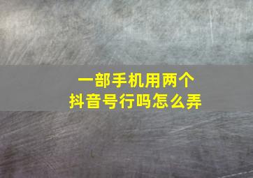 一部手机用两个抖音号行吗怎么弄