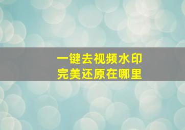 一键去视频水印完美还原在哪里