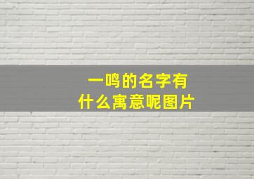 一鸣的名字有什么寓意呢图片