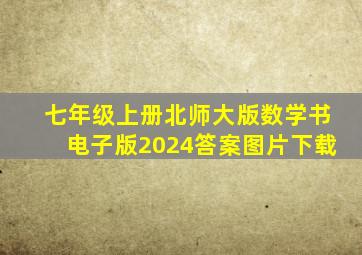 七年级上册北师大版数学书电子版2024答案图片下载