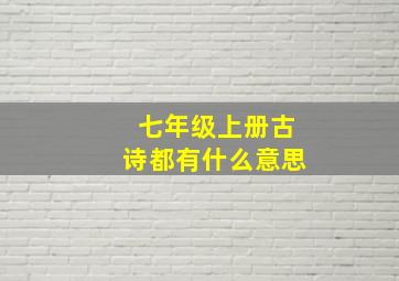 七年级上册古诗都有什么意思