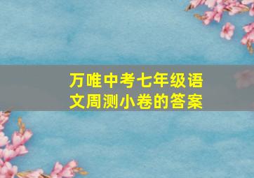 万唯中考七年级语文周测小卷的答案