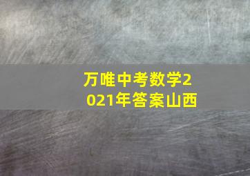 万唯中考数学2021年答案山西