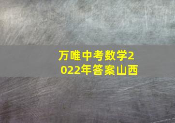 万唯中考数学2022年答案山西