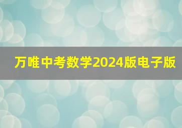 万唯中考数学2024版电子版