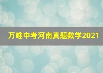 万唯中考河南真题数学2021