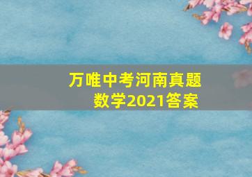 万唯中考河南真题数学2021答案