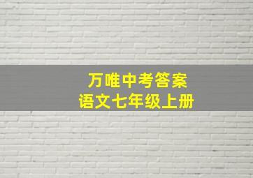 万唯中考答案语文七年级上册