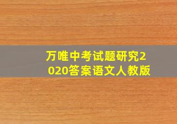 万唯中考试题研究2020答案语文人教版