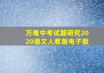 万唯中考试题研究2020语文人教版电子版