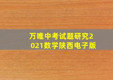 万唯中考试题研究2021数学陕西电子版