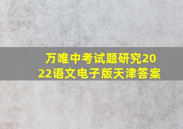 万唯中考试题研究2022语文电子版天津答案