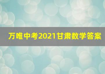 万唯中考2021甘肃数学答案