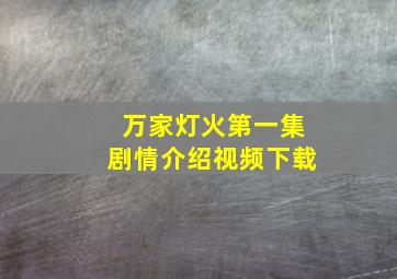 万家灯火第一集剧情介绍视频下载