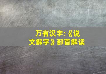 万有汉字:《说文解字》部首解读