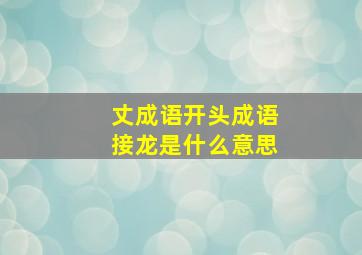 丈成语开头成语接龙是什么意思