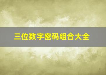 三位数字密码组合大全