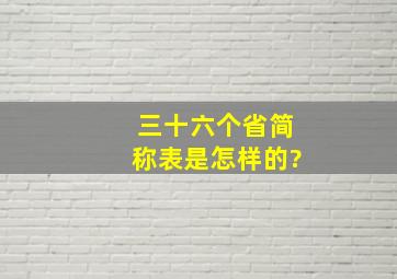 三十六个省简称表是怎样的?