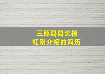 三原县县长杨红刚介绍的简历