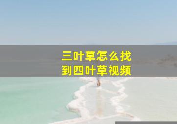 三叶草怎么找到四叶草视频