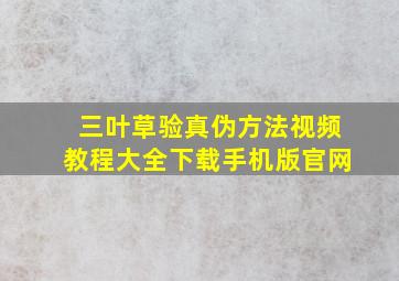 三叶草验真伪方法视频教程大全下载手机版官网