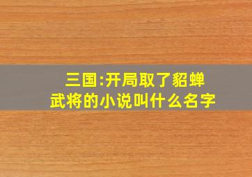 三国:开局取了貂蝉武将的小说叫什么名字