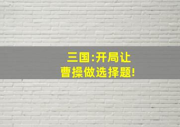 三国:开局让曹操做选择题!