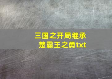 三国之开局继承楚霸王之勇txt