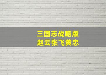 三国志战略版 赵云张飞黄忠