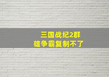 三国战纪2群雄争霸复制不了