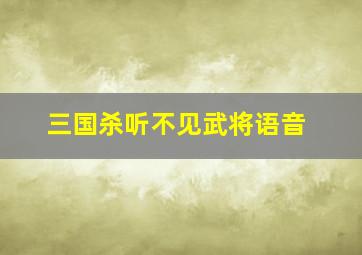 三国杀听不见武将语音