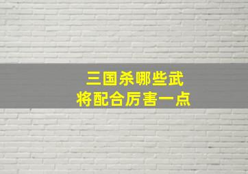 三国杀哪些武将配合厉害一点