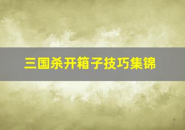 三国杀开箱子技巧集锦