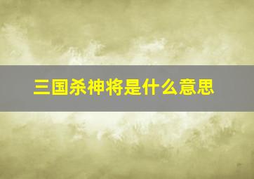 三国杀神将是什么意思