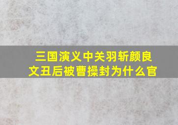 三国演义中关羽斩颜良文丑后被曹操封为什么官