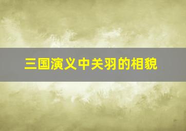 三国演义中关羽的相貌