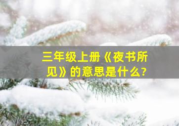 三年级上册《夜书所见》的意思是什么?