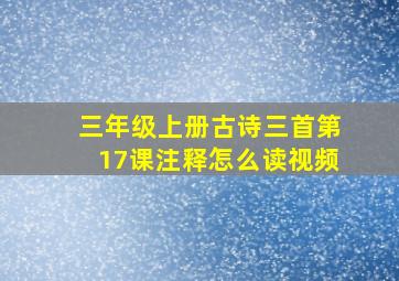 三年级上册古诗三首第17课注释怎么读视频