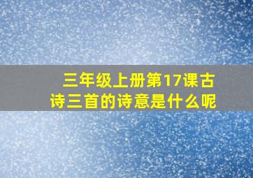 三年级上册第17课古诗三首的诗意是什么呢