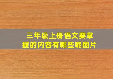 三年级上册语文要掌握的内容有哪些呢图片