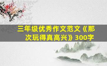 三年级优秀作文范文《那次玩得真高兴》300字