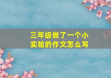 三年级做了一个小实验的作文怎么写