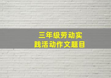 三年级劳动实践活动作文题目