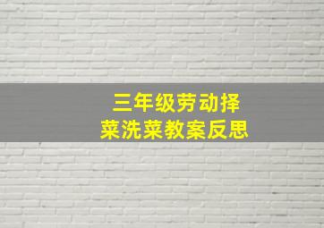 三年级劳动择菜洗菜教案反思