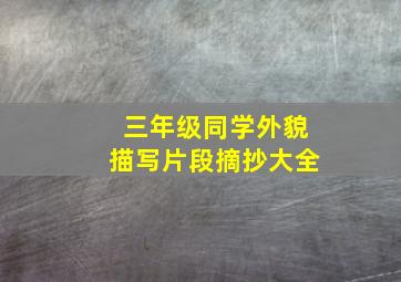 三年级同学外貌描写片段摘抄大全