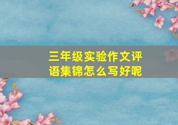 三年级实验作文评语集锦怎么写好呢